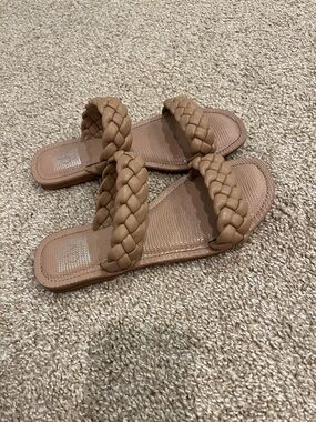DV by Dolce Vita Braided Double-Strap Slide Sandals - Camel